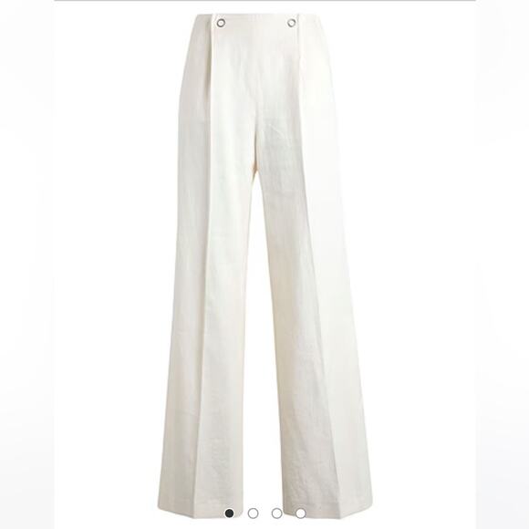 NWT Boss Tapito linen high rise wide leg trouser pants in Open White, 16 - Picture 4 of 15